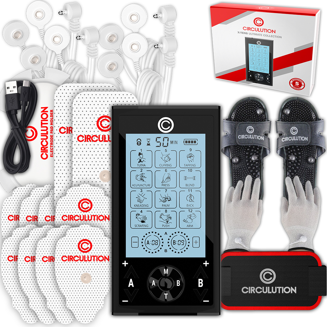 4 Outputs TENS Unit Muscle Stimulator Machine: Easy@Home 24 Modes Rech